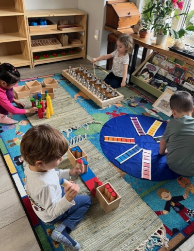 Coronation Montessori games on the rug